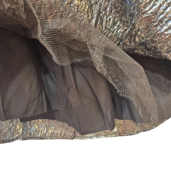 Amylynn Women's Metallic Poly Lined Sara Strapless Brocade Ruffle Mini Dress NEW - Picture 8 of 15